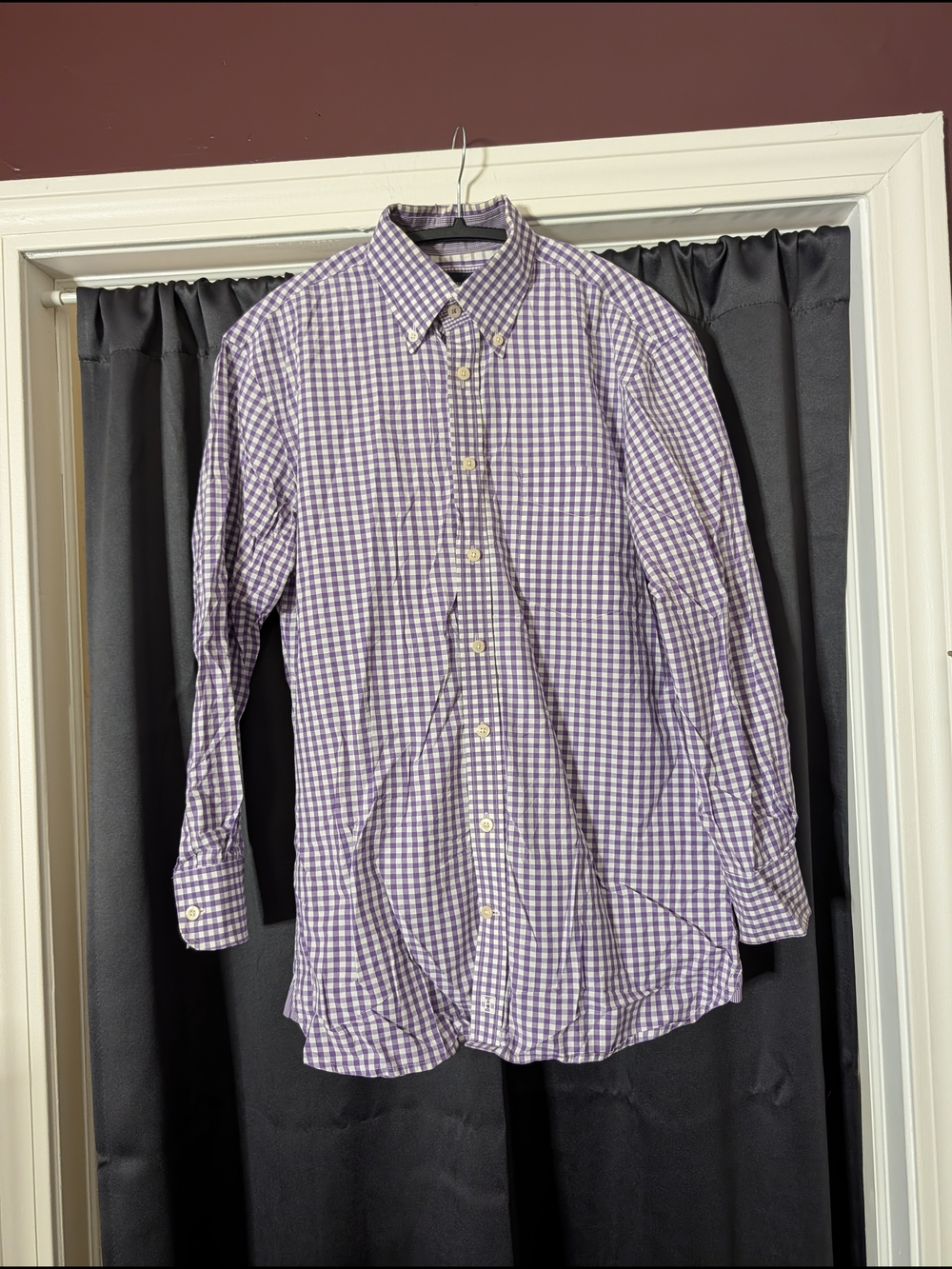 Hackett London Purple Gingham Cotton Button-Down Shirt S